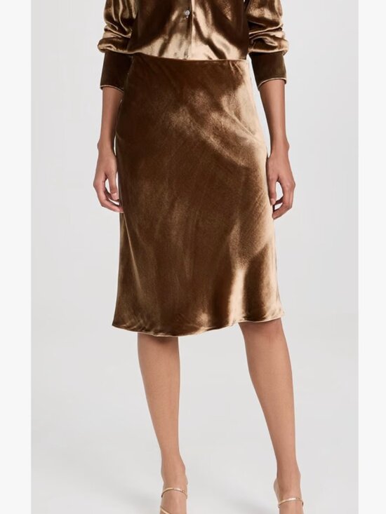 Vince Dresses & Skirts - Vince Velvet Silk Blend Slip Skirt in Gold Shadow Brown Size M